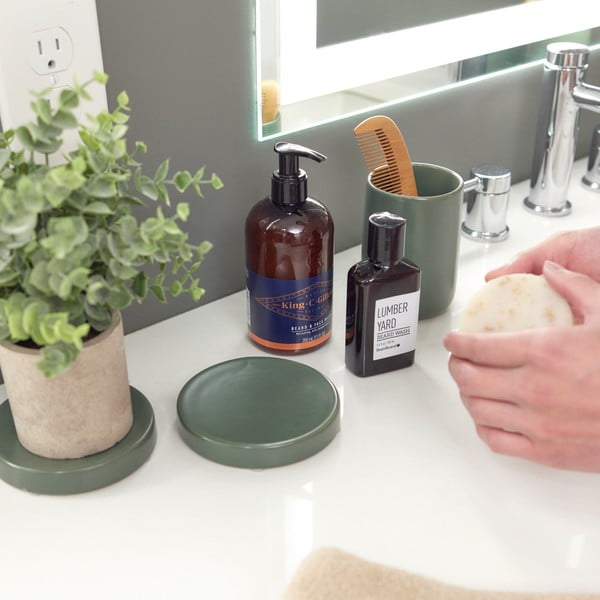 Zaļš keramikas ziepju trauks iDesign Eco Vanity-image-2