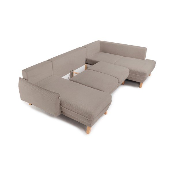 Pelēkbrūns velveta salokāms/ar uzglabāšanas vietu stūra dīvāns (ar labo stūri/U veida) Tori – Bonami Selection-image-2