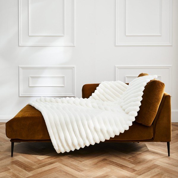 Krēmkrāsas mikroplīša pleds 180x220 cm Boudoir – douceur d'intérieur-image-4
