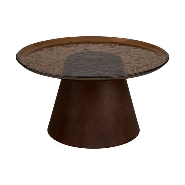 Tumši brūns apaļš žurnālgaldiņš ar stikla galda virsmu ø 80 cm Orvieto – House Nordic