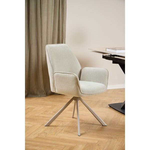 Bēšs polsterēts ēdamistabas krēsls ar roku balstiem Graham – Actona-image-1