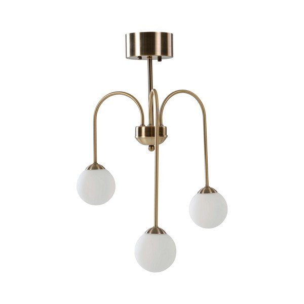 Balta/misiņa krāsas griestu lampa no opāla stikla ar regulējamu spilgtumu ø 42 cm Marne – Jotex