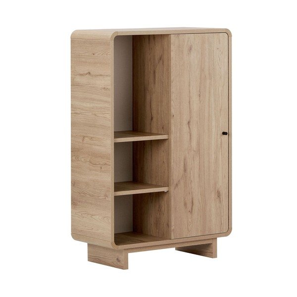 Gaiša dabīga toņa skapītis ar ozolkoka imitāciju 70x110x34 cm Torina – Nordure