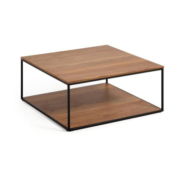 Brūns žurnālgaldiņš ar riekstkoka imitācijas virsmu 80x80 cm Yona – Kave Home