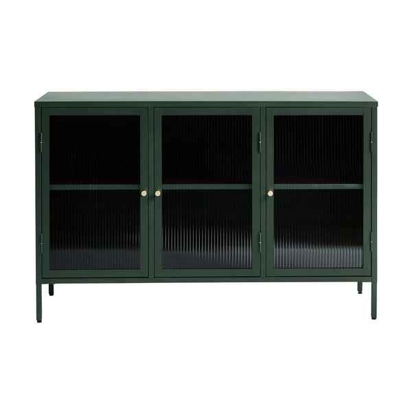 Zaļa metāla vitrīna Unique Furniture Bronco, augstums 85 cm