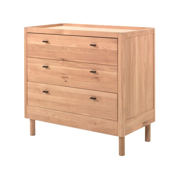 Dabīga toņa ozola masīvkoka bērnu kumode 100x95x55 cm Forrest – Vipack