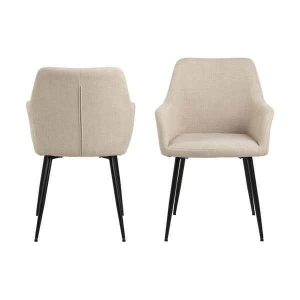 Bēši polsterēti ēdamistabas krēsli ar roku balstiem (2 gab.) Lizzy – Actona-image-2