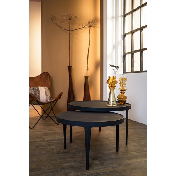 Melni apaļi žurnālgaldiņi (2 gab.) ø 75 cm Tobias – Light & Living-image-3