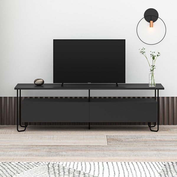 Melns TV galdiņš 150x45 cm Dilly – Marckeric-image-1
