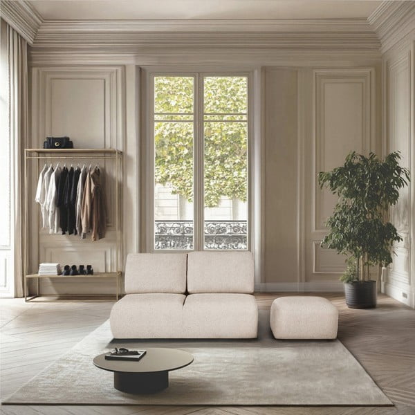 Krēmkrāsas kāju soliņš no buklē auduma Mirel – Rodier-image-1