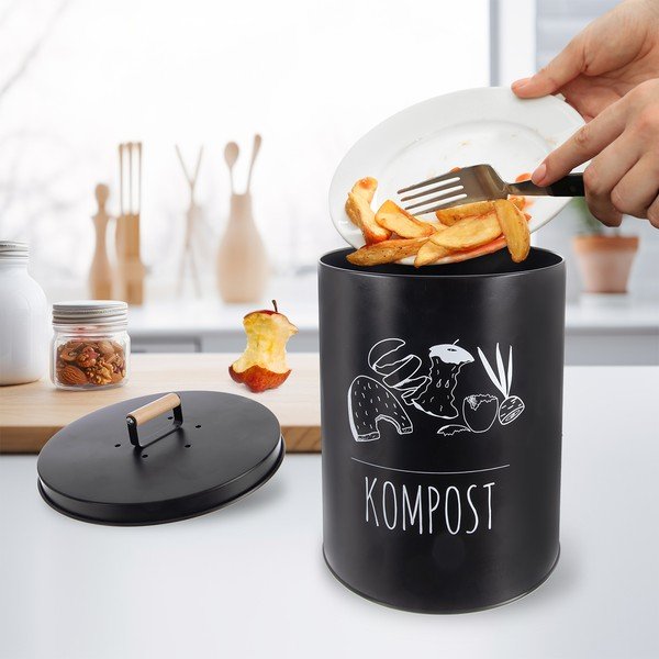 Melns kompostējamo atkritumu konteiners 8 l BLACK – Orion-image-1