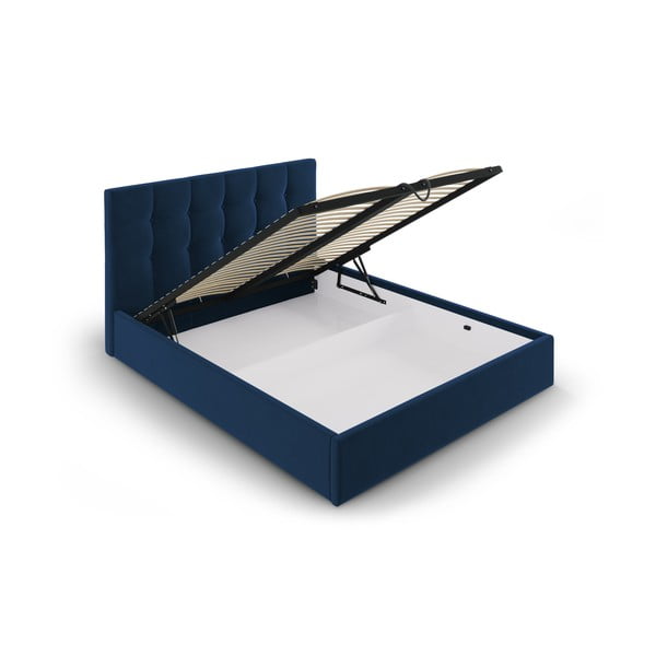 Tumši zila samta divguļamā gulta Mazzini Beds Nerin, 160 x 200 cm-image-3