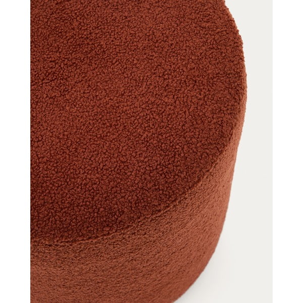 Terakotas oranžs pufs no buklē auduma Kaeli – Kave Home-image-1