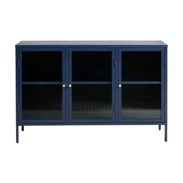 Zila metāla vitrīna Unique Furniture Bronco, augstums 85 cm