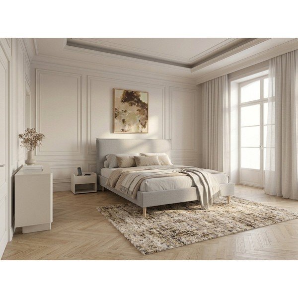 Pelēka divguļamā gulta Bobochic Paris Sary Light, 160 x 200 cm-image-1