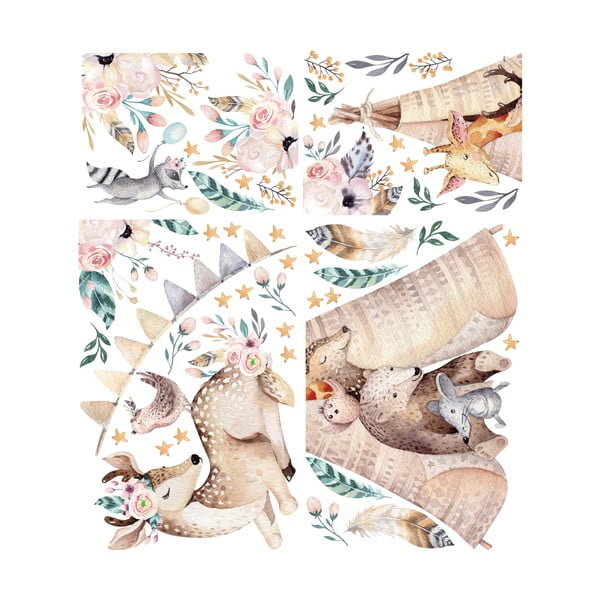 Bērnu sienas uzlīmes Ambiance Rabbits Woodland-image-3