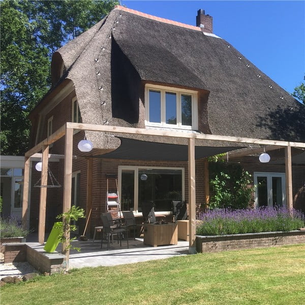 Pelēks kvadrātveida saules aizsardzības tents Livin 'Outdoor Como, 5 x 5 m-image-1