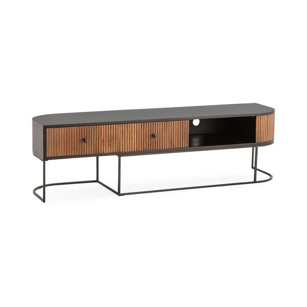 Dabīga toņa mango masīvkoka TV galdiņš 160x45x40 cm Curve – MOME