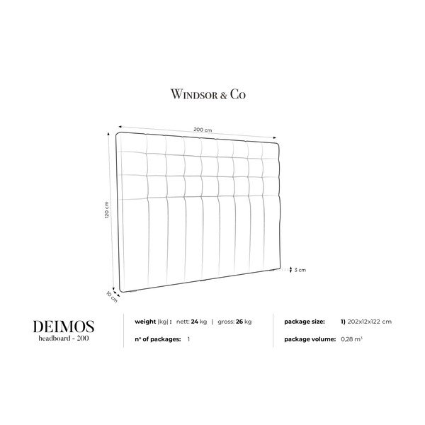 Krēmkrāsas galvgals Windsor & Co Sofas Deimos, 200 x 120 cm-image-3