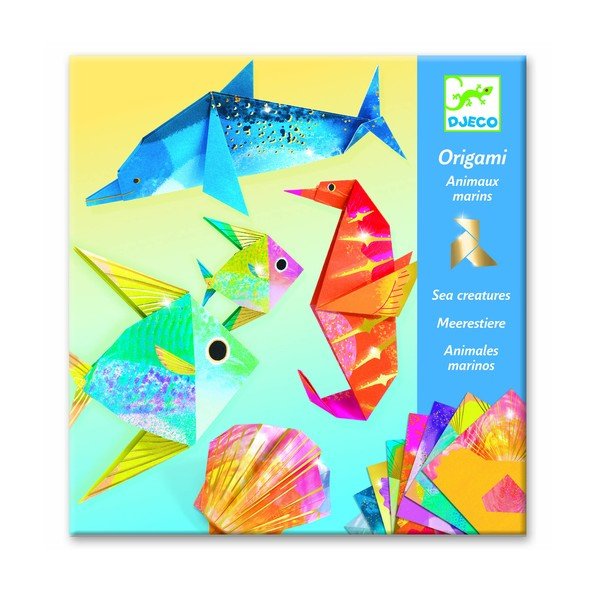 24 origami papīru komplekts ar instrukcijām Djeco Neon Glam Sea-image-1