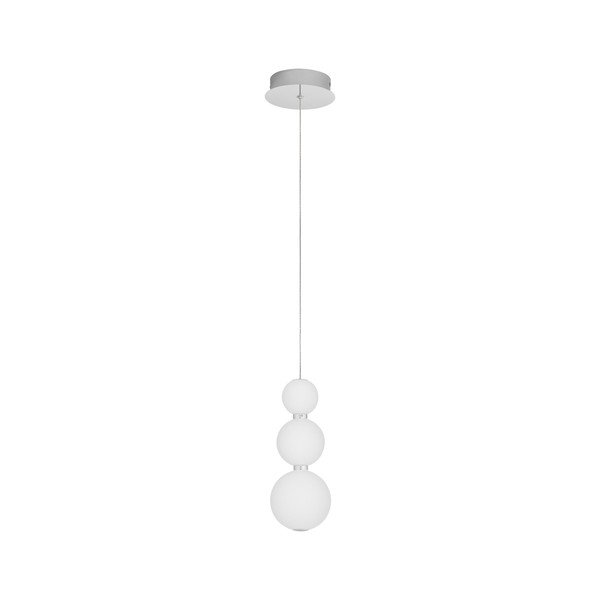 Balta/spīdīgas sudraba krāsas metāla LED piekaramā lampa ar regulējamu spilgtumu ar stikla abažūru ø 10 cm Perla – Nova Luce