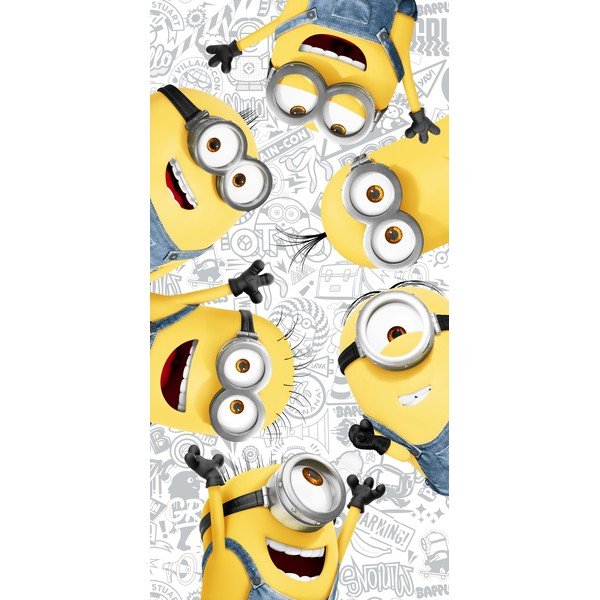 Dzeltens/balts kokvilnas bērnu dvielis 70x140 cm Minions 2 – Jerry Fabrics