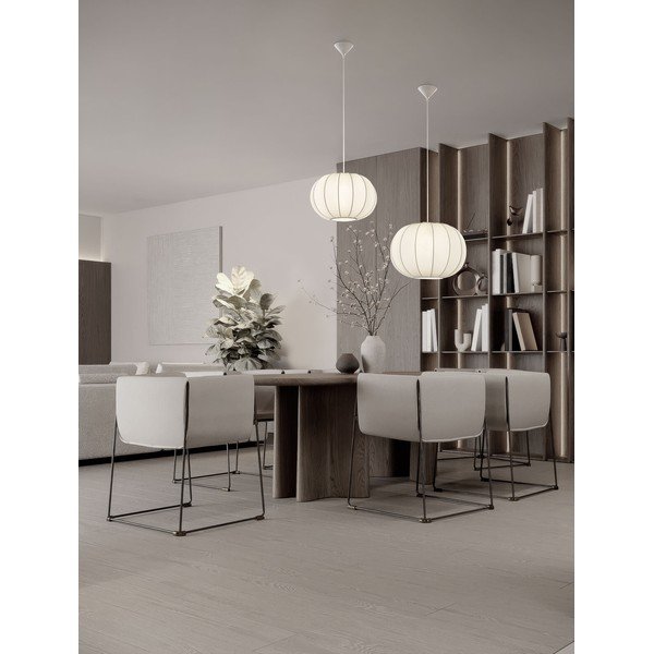 Matēti balta tekstila piekaramā lampa ø 50 cm Delina – Nova Luce-image-1