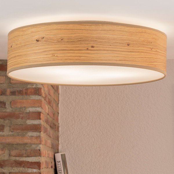 Gaiši brūna griestu lampa ar dabīgā finiera abažūru Sotto Luce Ocho, ⌀ 40 cm-image-1