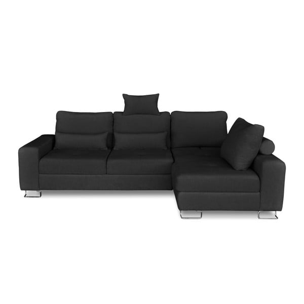 Tumši pelēka stūra dīvāns-guļamā gulta Windsor & Co. Dīvāni Alpha, labais stūris