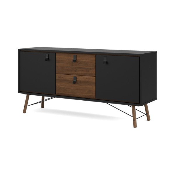 Melna kumode ar riekstkoka imitāciju 150x72x40 cm Ry – Tvilum-image-2