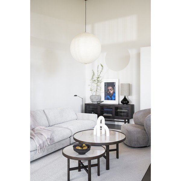 Tumši brūns apaļš žurnālgaldiņš ar keramikas virsmu 90x90 cm Marsden – Rowico-image-3