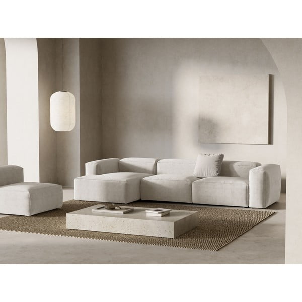 Bēšs velveta stūra dīvāns (ar kreiso stūri/ar zvilni) Bergamo – Cosmopolitan Design-image-1