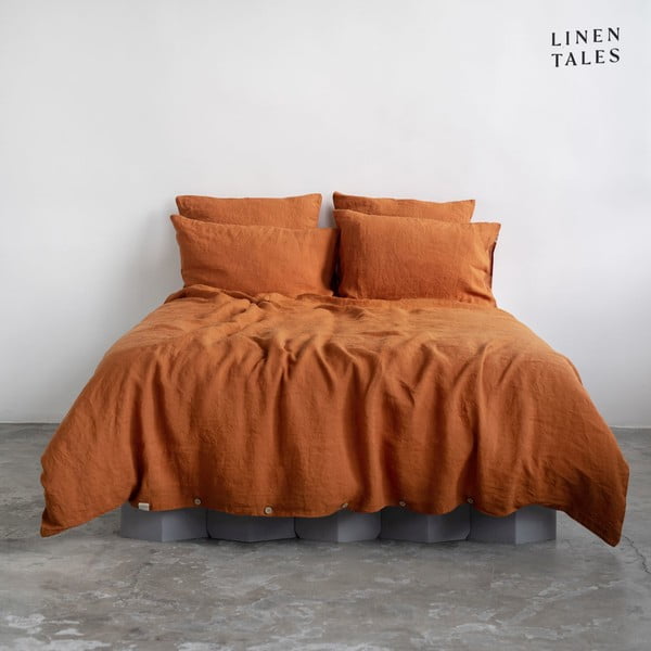 Ķieģeļu sarkana lina gultas veļa vienvietīgai gultai 165x220 cm – Linen Tales