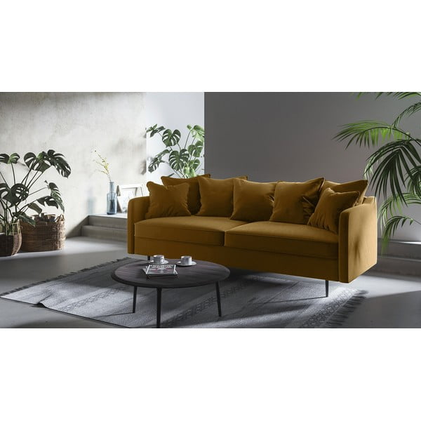 Medus dzeltens samta dīvāns Ghado Esme, 214 cm-image-1