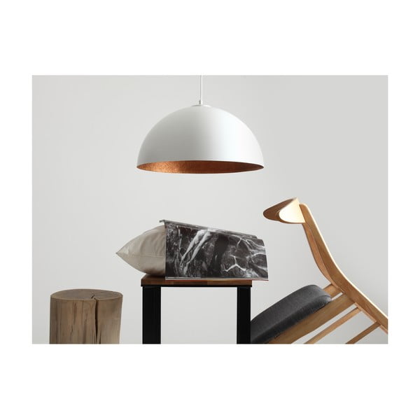 Balta piekaramā lampa ar vara krāsas detaļām CustomForm Lord, ø 50 cm-image-2