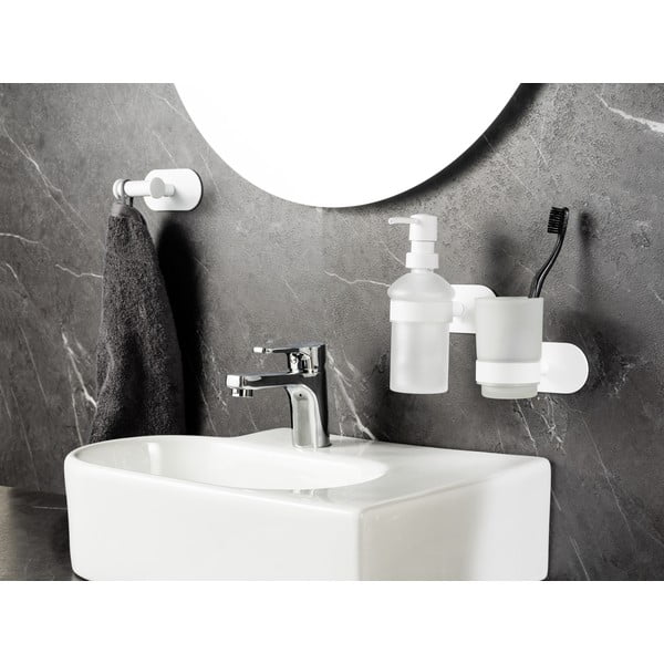 Balts stikla pašlīmējošs ziepju dozators 200 ml Orea – Wenko-image-2