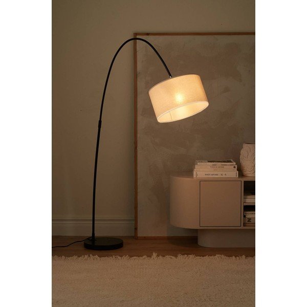 Balta/melna tekstila stāvlampa ar saliekamu konstrukciju (augstums 145 cm) Arc – Ellos Home-image-1
