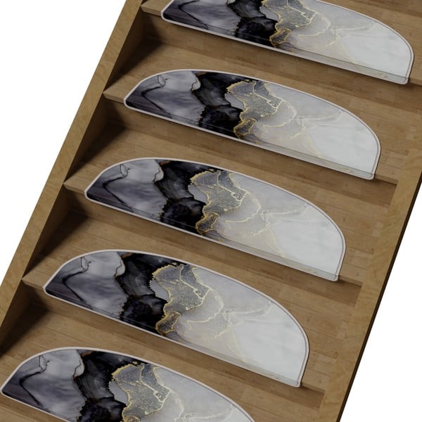 Melnbalti kāpņu paklāji (16 gab.) 20x65 cm Golden Marble – Vitaus-image-1