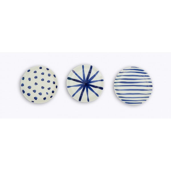 3 deserta keramikas šķīvju komplekts Madre Selva Blue Dots, ø 18 cm