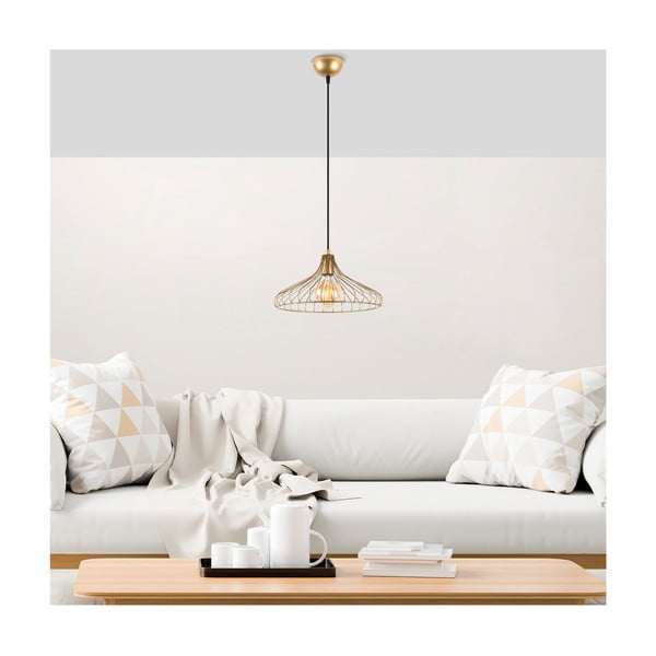 Zelta krāsas piekaramā lampa ar metāla abažūru ø 36 cm Depay – Opviq lights-image-1
