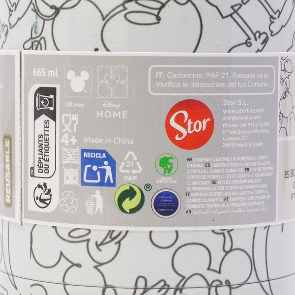 Balts nerūsējošā tērauda bērnu termoss 665 ml Mickey Mouse – STOR-image-4