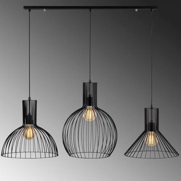 Melna piekaramā lampa ar metāla abažūru Fellini – Opviq lights-image-3