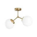 Balta/misiņa krāsas griestu lampa ar stikla abažūru 15x44 cm Damar – Opviq lights