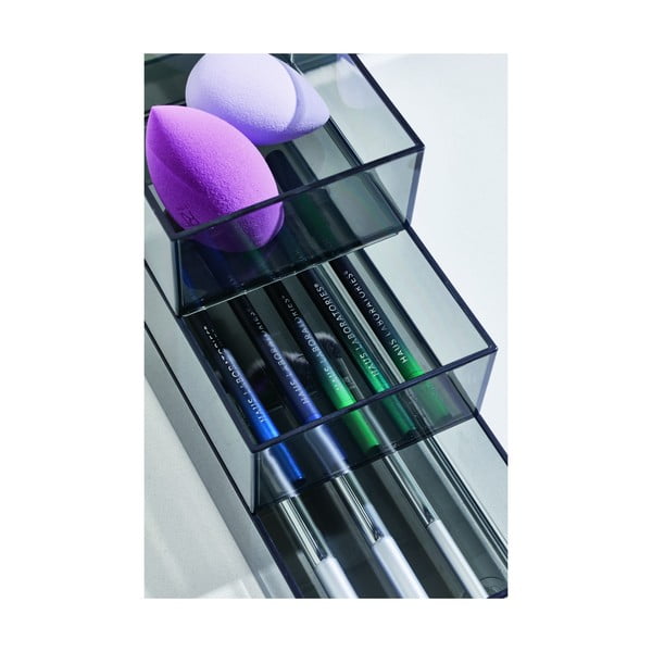 Matēti melni vannas istabas organizatori kosmētikai no pārstrādātas plastmasas (3 gab.) Stack & Slide – iDesign-image-4