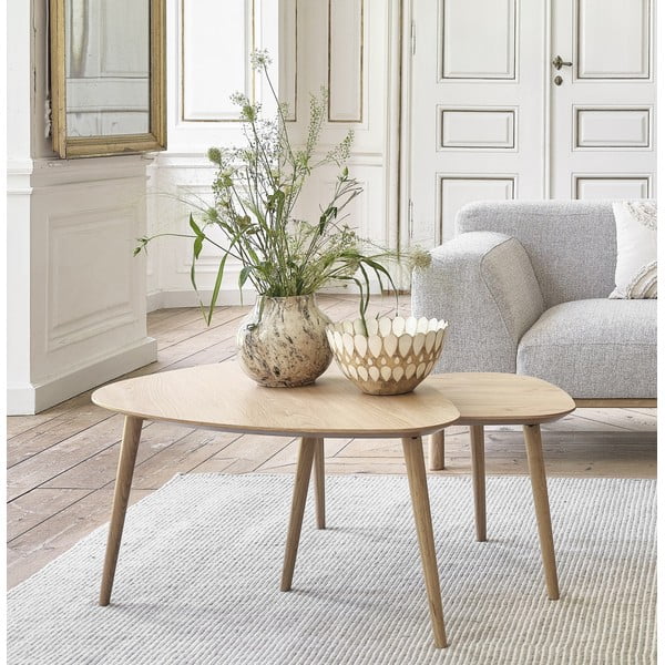 Dabīga toņa žurnālgaldiņi ar ozolkoka imitāciju (2 gab.) 70x100 cm Adda – Unique Furniture-image-1