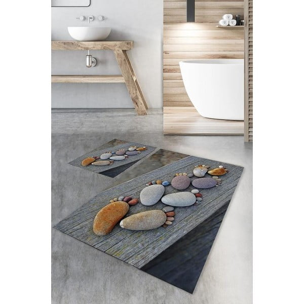 Pelēki vannas istabas paklājiņi (2 gab.) 60x100 cm – Mila Home