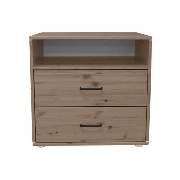 Brūna bērnu kumode ar 2 atvilktnēm no priedes Flexa Classic-image-1