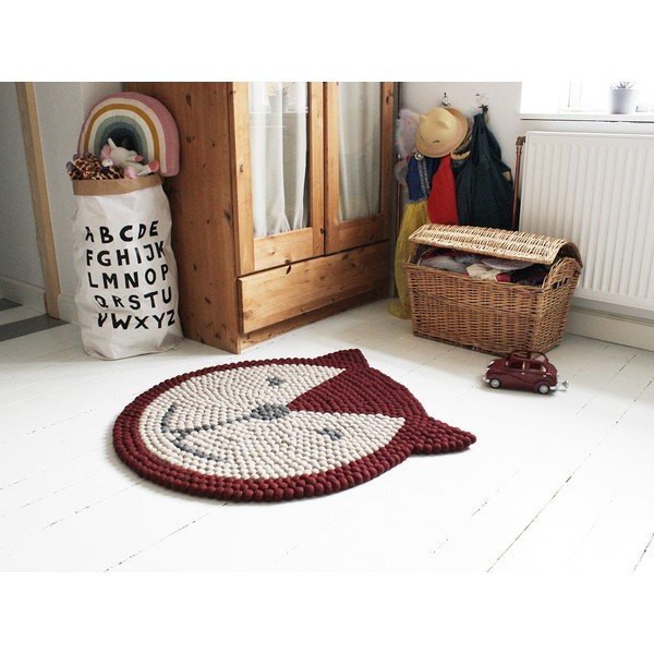 Wooldot Ball Rugs Fox bumbiņu vilnas paklājs bērniem, ⌀ 90 cm-image-1