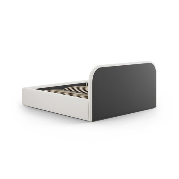 Bēša polsterēta divvietīga gulta ar veļas kasti ar redelēm 180x200 cm Juno – Windsor & Co Sofas-image-4