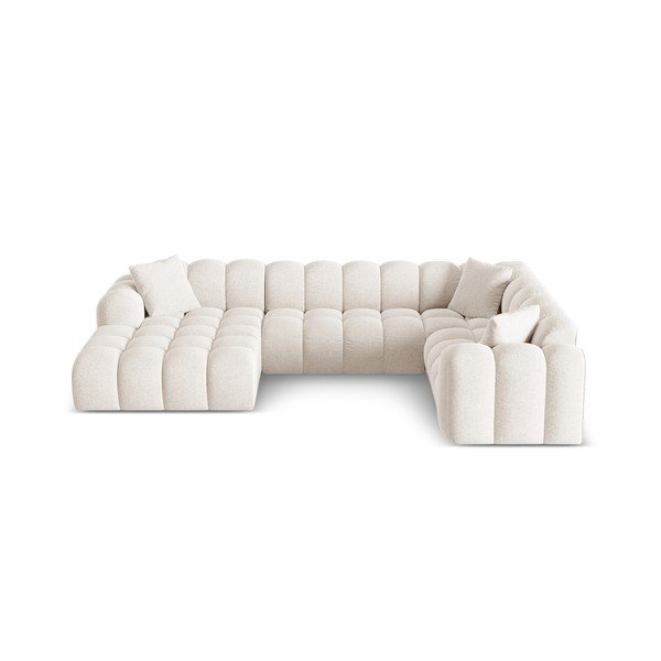 Krēmkrāsas stūra dīvāns no šenila auduma (ar labo stūri/U veida) Treno – Cosmopolitan Design